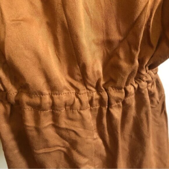 Stoosh Jacket Cognac Brown Terra Cotta S Waterfall Waist Tie Tab Sleeves Pockets - Picture 11 of 11